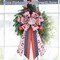 2pcs Large 4th of July Bow, Red Blue Striped Tree Topper Bows for Patriotic Wreaths, 4th of July Decorations American Flag Memorial Day Bow for Tree Topper, Window, Staircase, Front Door, Outside